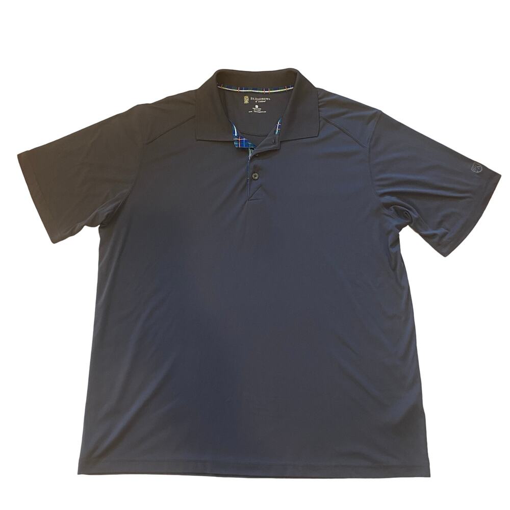 St Andrews Of Scotland Shirt Mens XL Gray Golf Polo Performance Short Sleeve